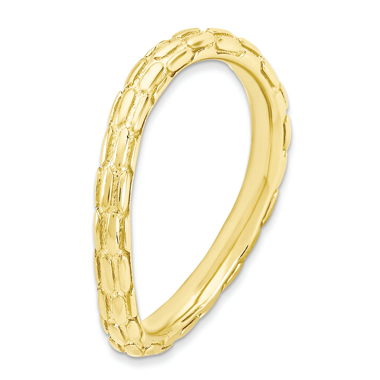 Sterlingsilber Stapelbar Expressions Poliert Gold Platte Welle Ring