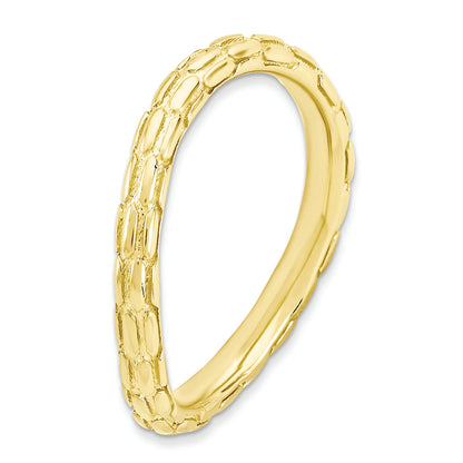 Sterlingsilber Stapelbar Expressions Poliert Gold Platte Welle Ring