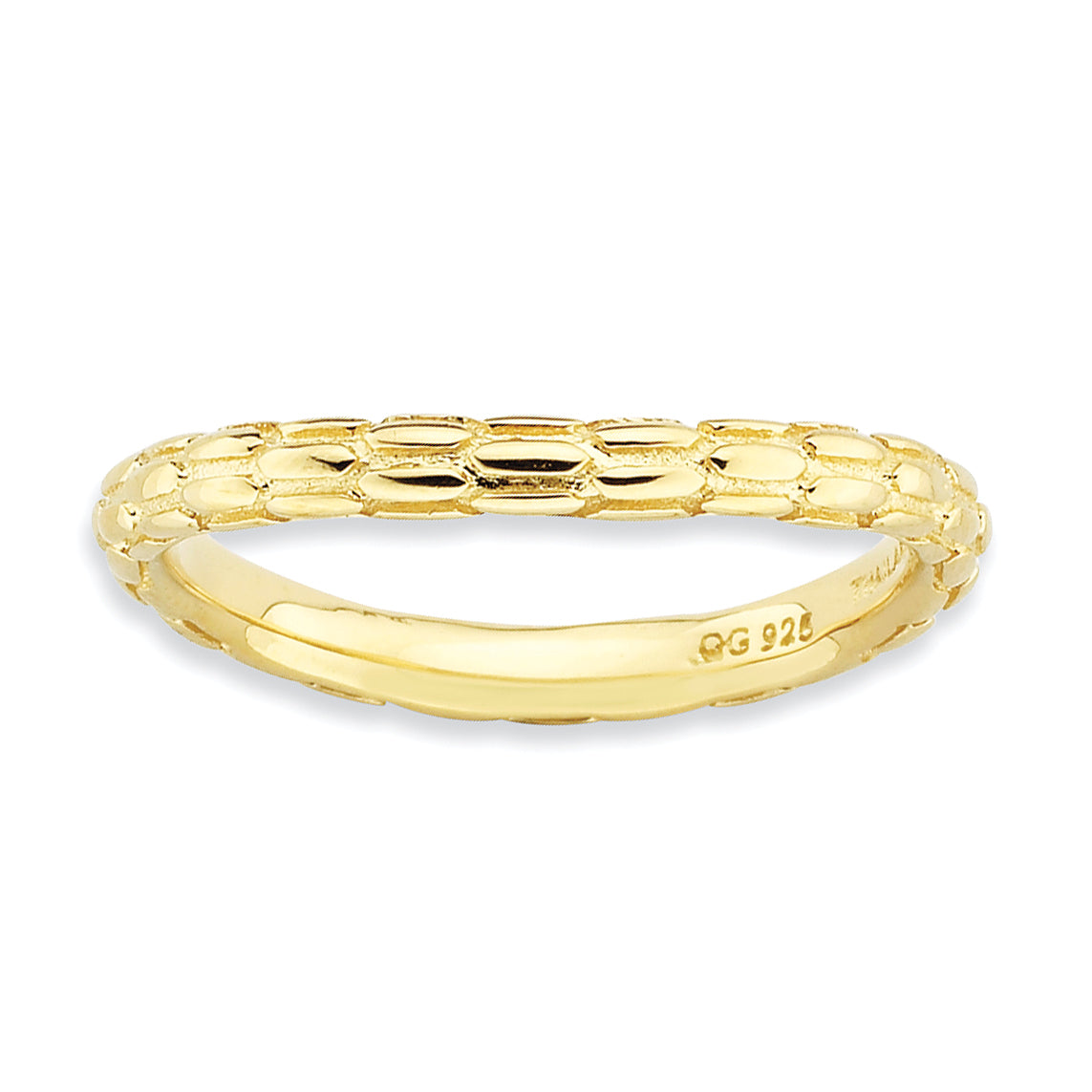 Sterlingsilber Stapelbar Expressions Poliert Gold Platte Welle Ring