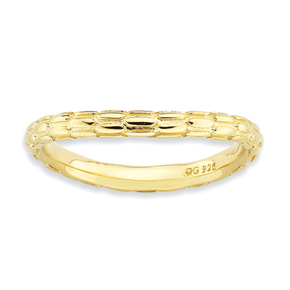 Sterlingsilber Stapelbar Expressions Poliert Gold Platte Welle Ring