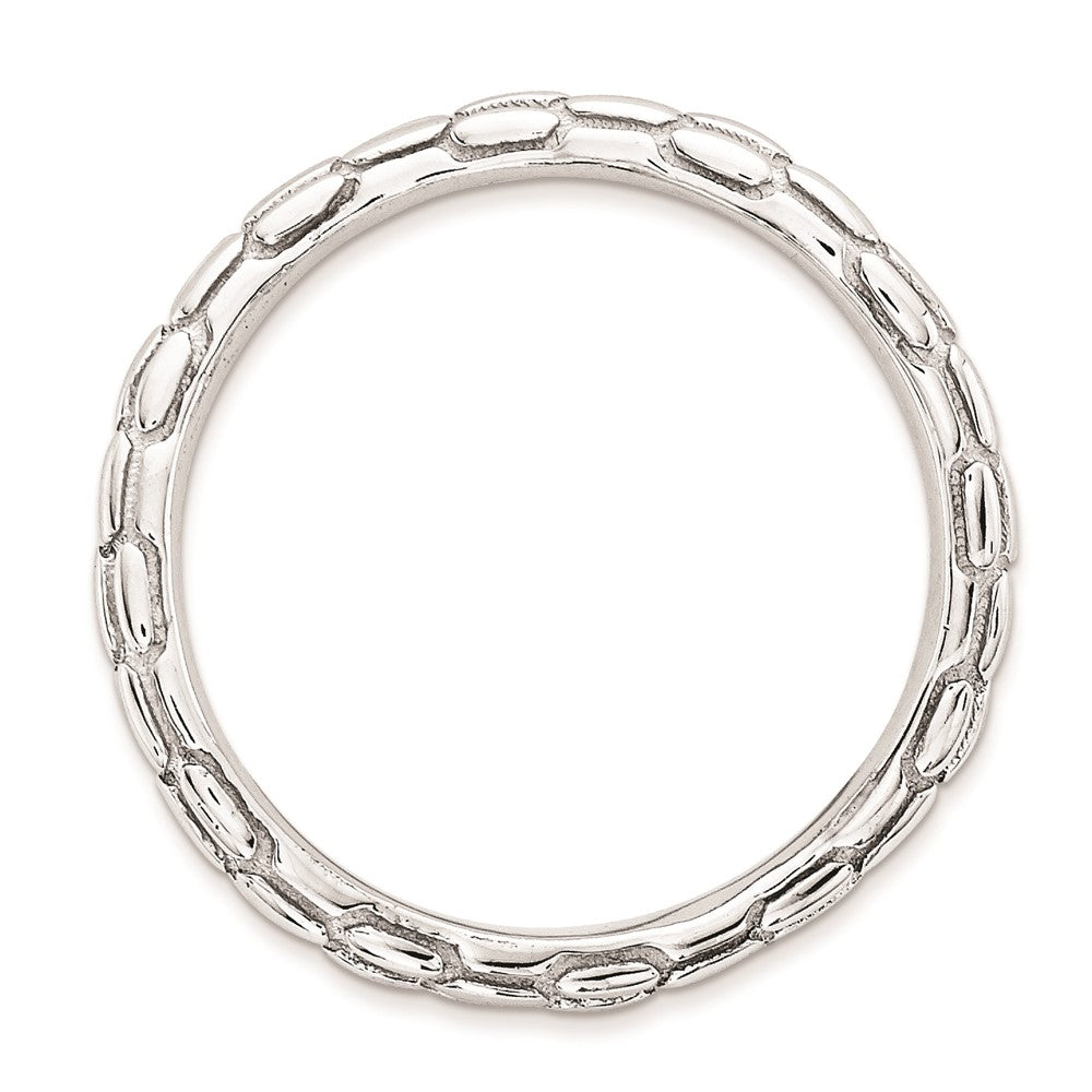 Sterlingsilber Stapelbar Expressions Poliert Rhodium Platte Welle Ring