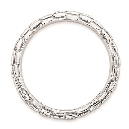 Sterlingsilber Stapelbar Expressions Poliert Rhodium Platte Welle Ring