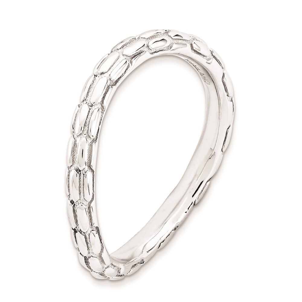 Sterlingsilber Stapelbar Expressions Poliert Rhodium Platte Welle Ring