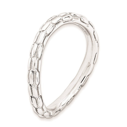 Sterlingsilber Stapelbar Expressions Poliert Rhodium Platte Welle Ring