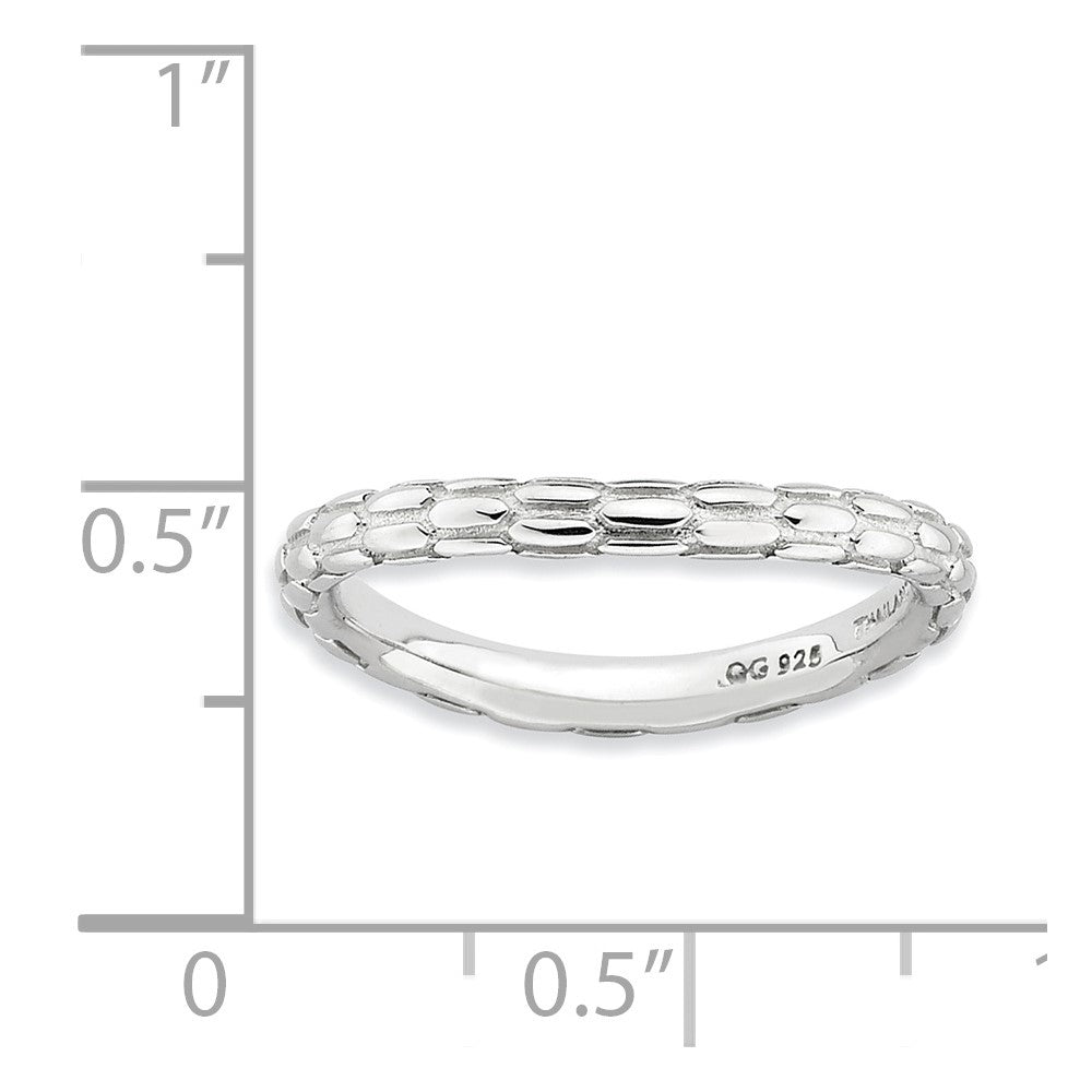 Sterlingsilber Stapelbar Expressions Poliert Rhodium Platte Welle Ring