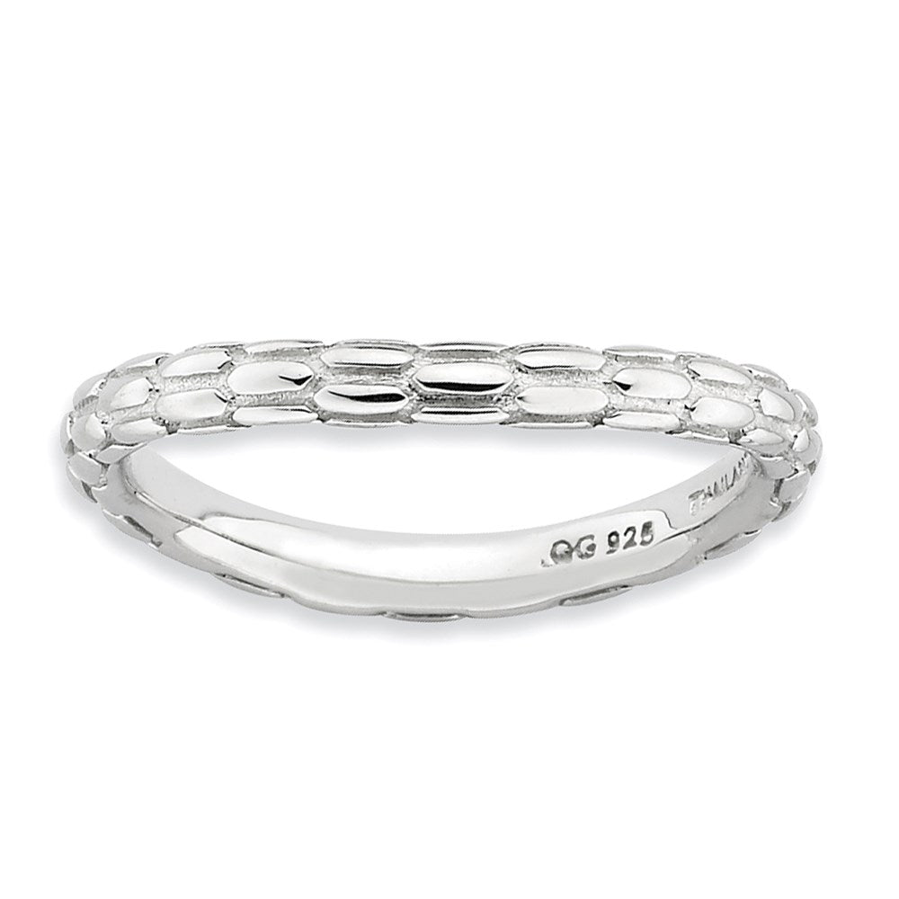 Sterlingsilber Stapelbar Expressions Poliert Rhodium Platte Welle Ring