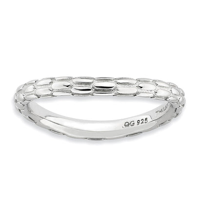 Sterlingsilber Stapelbar Expressions Poliert Rhodium Platte Welle Ring