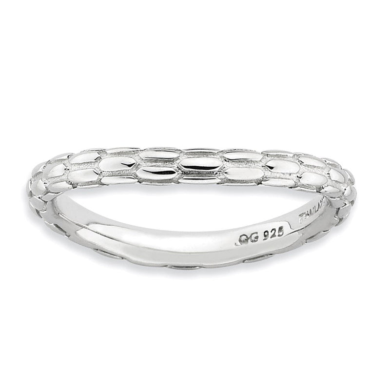 Sterlingsilber Stapelbar Expressions Poliert Rhodium Platte Welle Ring