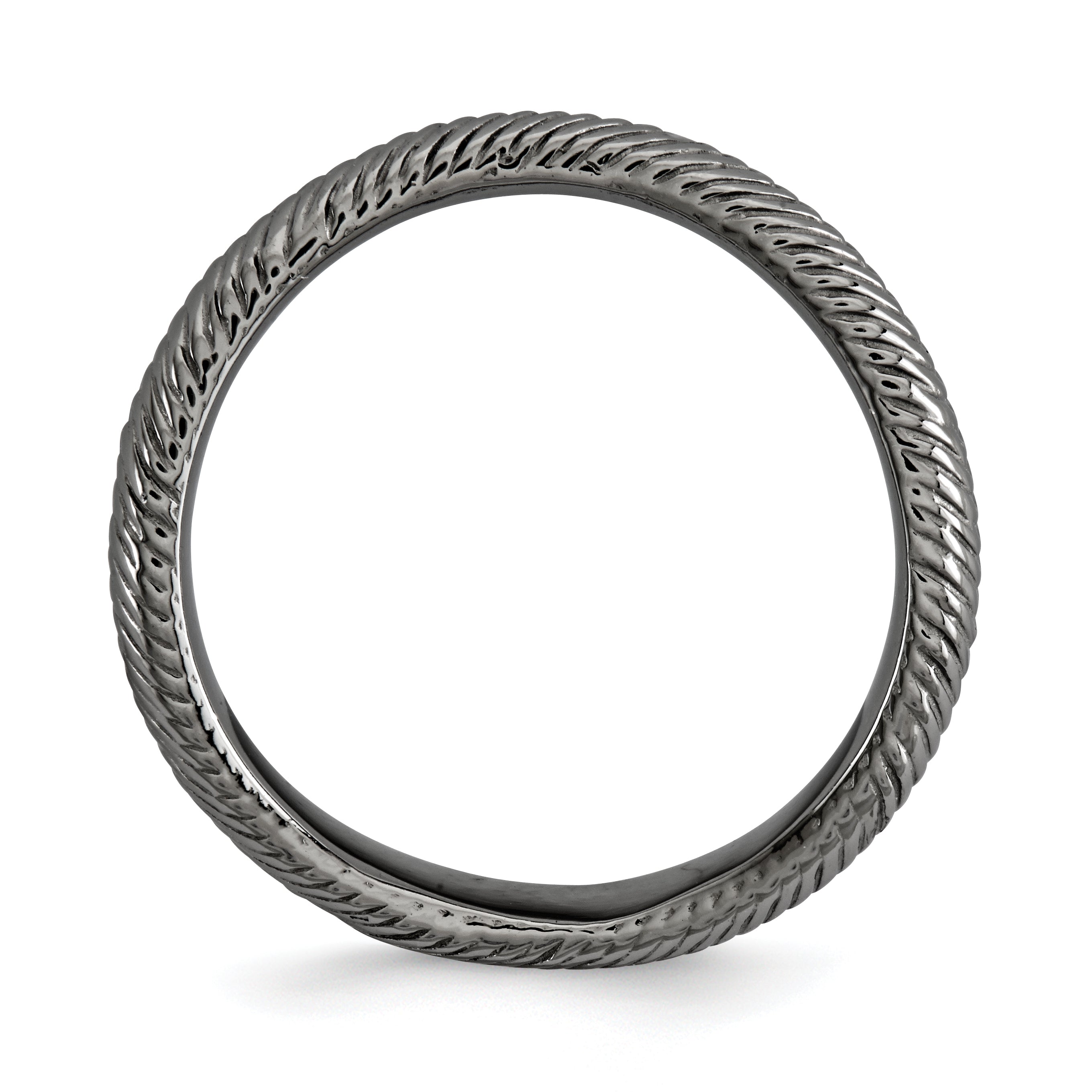 Sterlingsilber Stapelbar Expressions Poliert Schwarz Platte Welle Ring