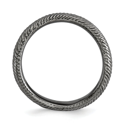 Sterlingsilber Stapelbar Expressions Poliert Schwarz Platte Welle Ring