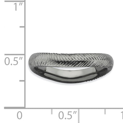 Sterlingsilber Stapelbar Expressions Poliert Schwarz Platte Welle Ring