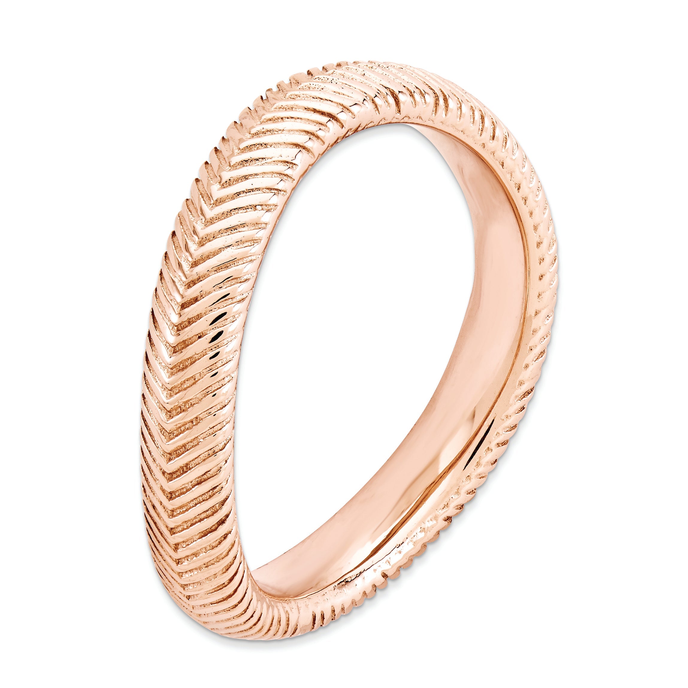 Sterlingsilber Stapelbar Expressions Poliert Rosa Platte Welle Ring