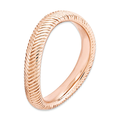 Sterlingsilber Stapelbar Expressions Poliert Rosa Platte Welle Ring