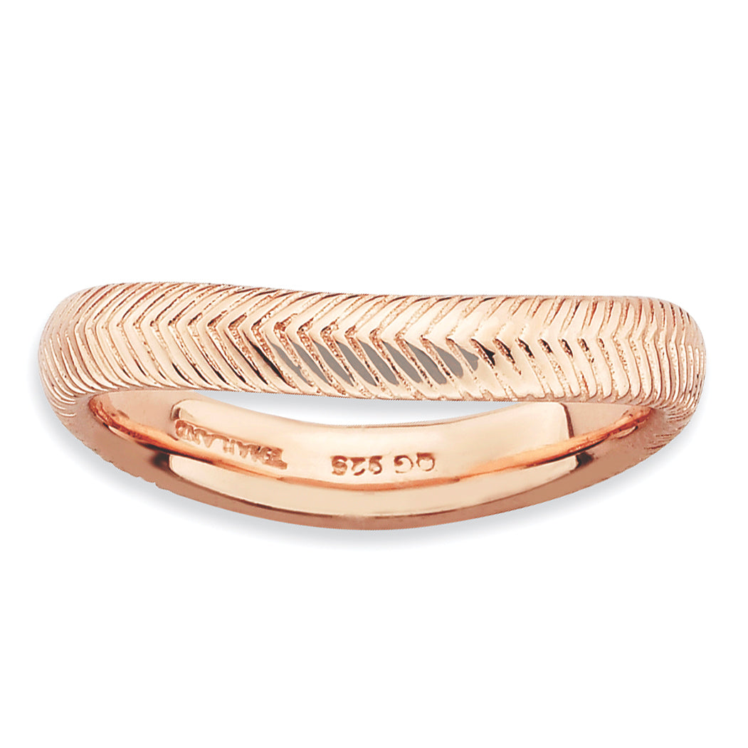 Sterlingsilber Stapelbar Expressions Poliert Rosa Platte Welle Ring