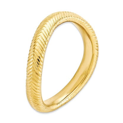 Sterlingsilber Stapelbar Expressions Poliert Gold Platte Welle Ring
