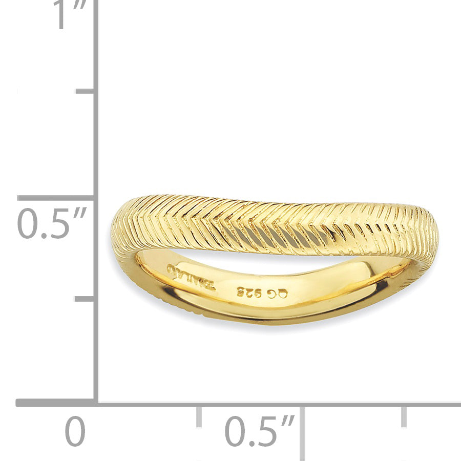 Sterlingsilber Stapelbar Expressions Poliert Gold Platte Welle Ring