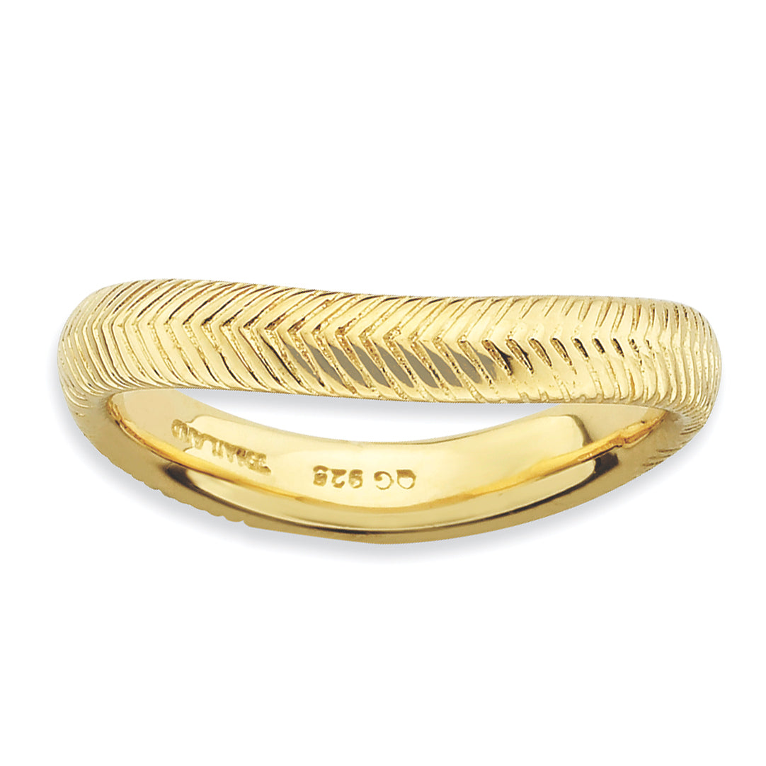 Sterlingsilber Stapelbar Expressions Poliert Gold Platte Welle Ring