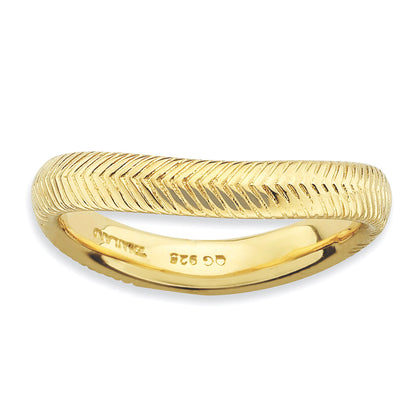 Sterlingsilber Stapelbar Expressions Poliert Gold Platte Welle Ring
