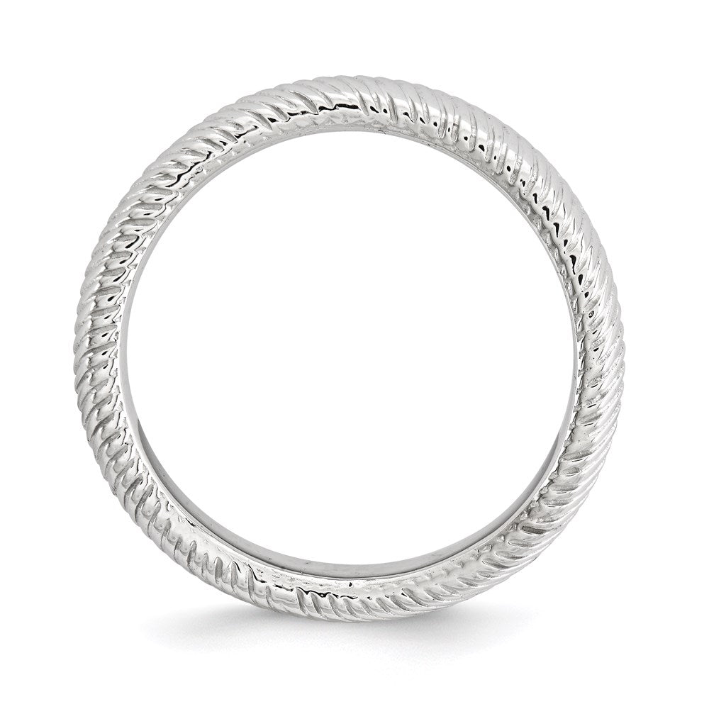 Sterlingsilber Stapelbar Expressions Poliert Rhodium Platte Welle Ring