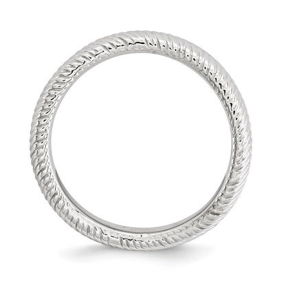 Sterlingsilber Stapelbar Expressions Poliert Rhodium Platte Welle Ring