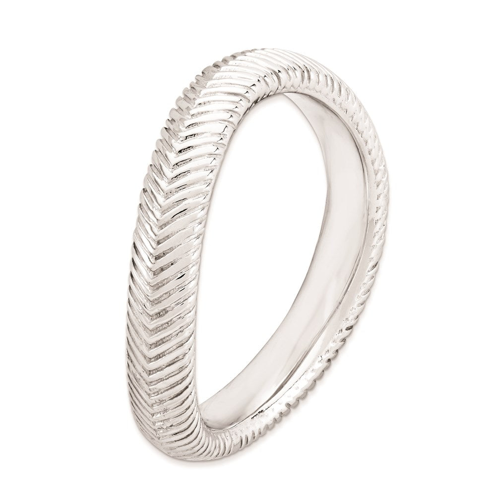 Sterlingsilber Stapelbar Expressions Poliert Rhodium Platte Welle Ring