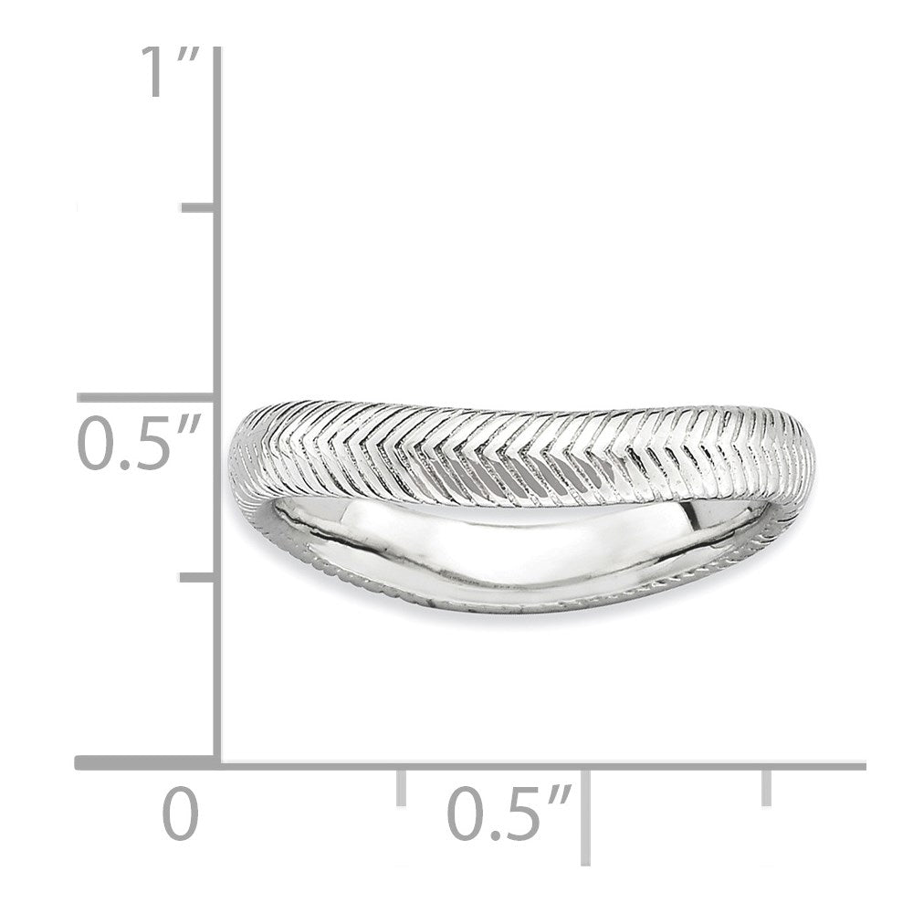 Sterlingsilber Stapelbar Expressions Poliert Rhodium Platte Welle Ring