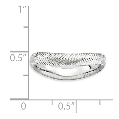 Sterlingsilber Stapelbar Expressions Poliert Rhodium Platte Welle Ring