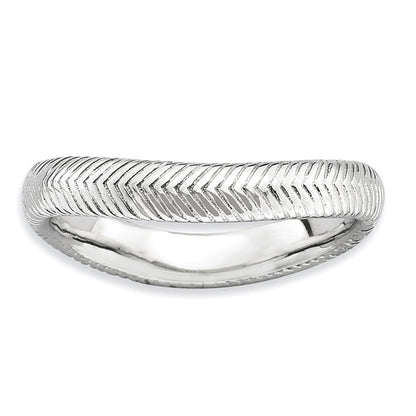 Sterlingsilber Stapelbar Expressions Poliert Rhodium Platte Welle Ring