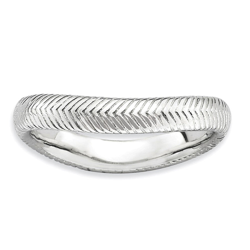 Sterlingsilber Stapelbar Expressions Poliert Rhodium Platte Welle Ring