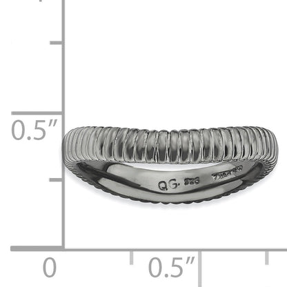 Sterlingsilber Stapelbar Expressions Poliert Schwarz Platte Welle Ring