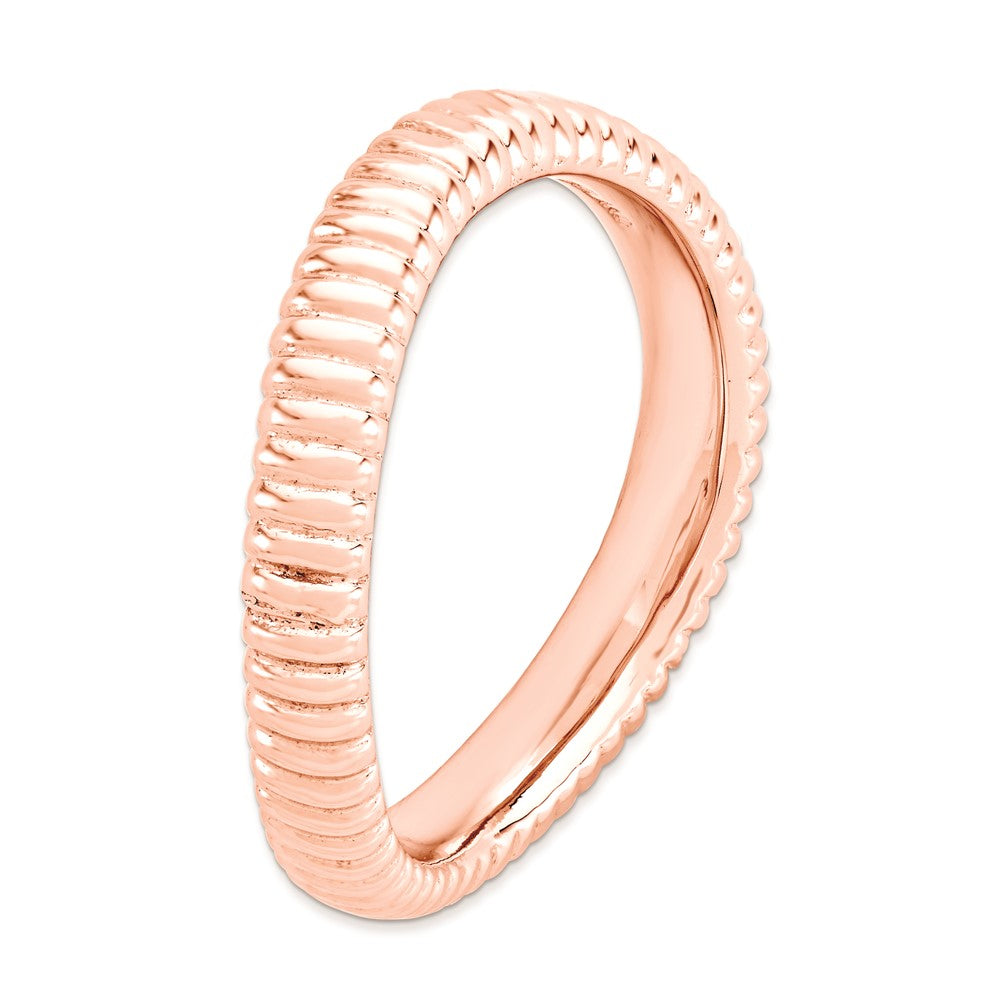 Sterlingsilber Stapelbar Expressions Poliert Rosa Platte Welle Ring