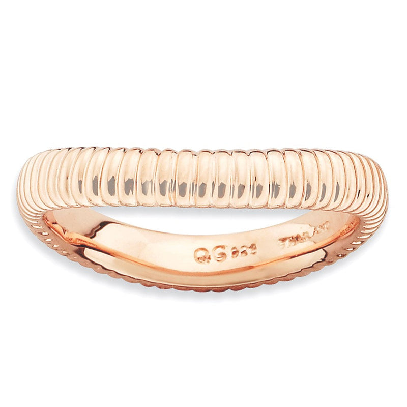 Sterlingsilber Stapelbar Expressions Poliert Rosa Platte Welle Ring