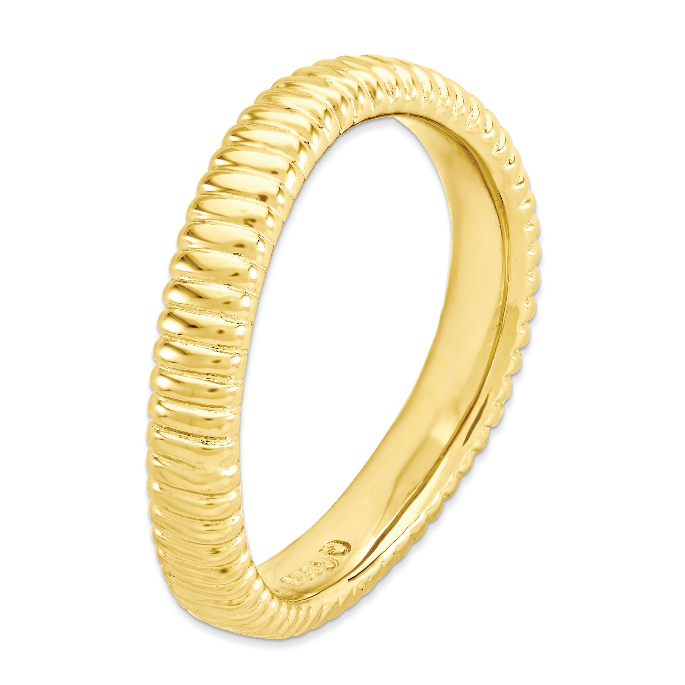 Sterlingsilber Stapelbar Expressions Poliert Gold Platte Welle Ring
