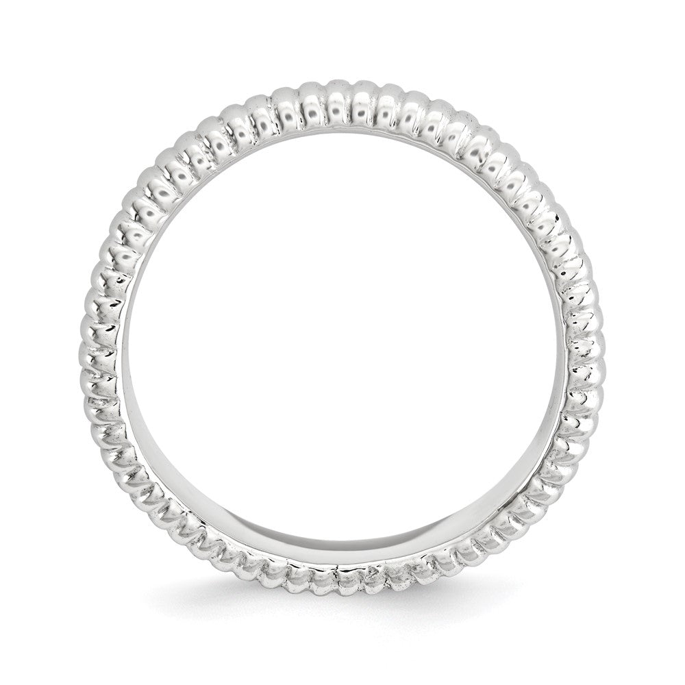 Sterlingsilber Stapelbar Expressions Poliert Rhodium Platte Welle Ring