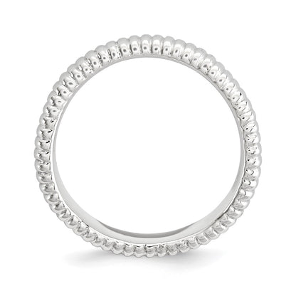 Sterlingsilber Stapelbar Expressions Poliert Rhodium Platte Welle Ring