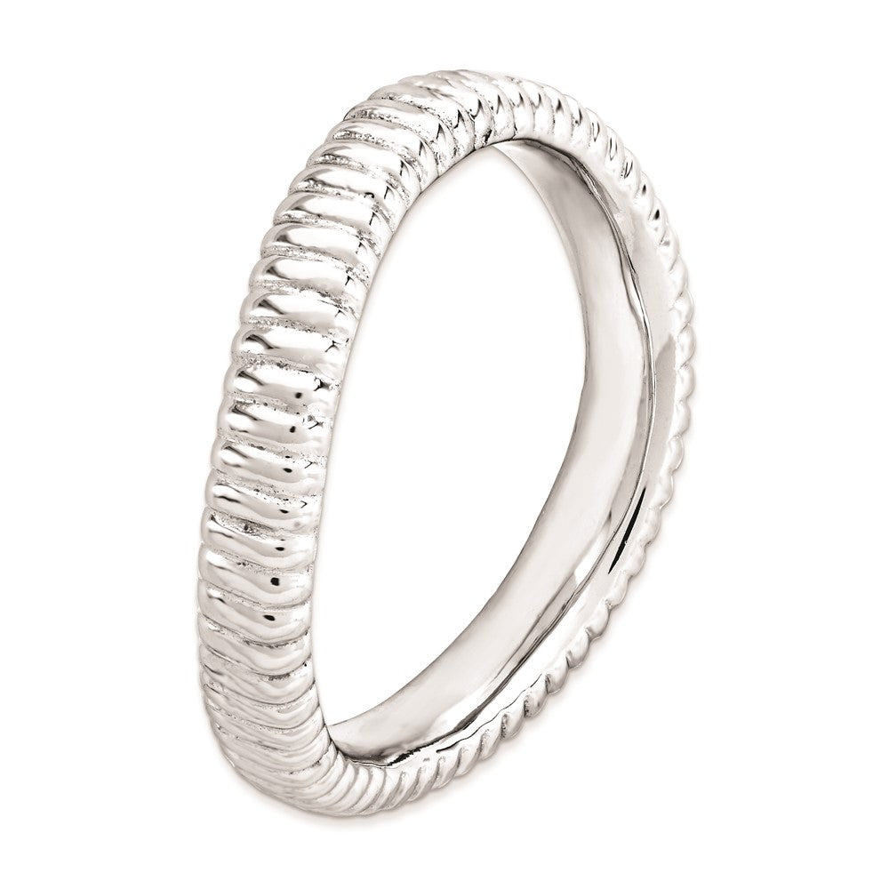 Sterlingsilber Stapelbar Expressions Poliert Rhodium Platte Welle Ring