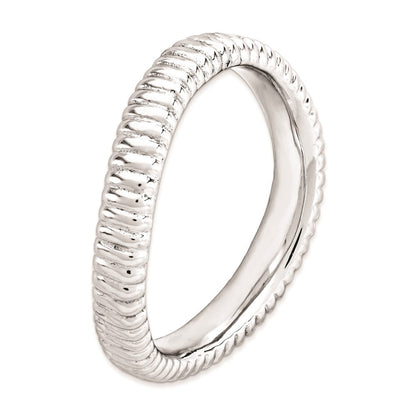Sterlingsilber Stapelbar Expressions Poliert Rhodium Platte Welle Ring