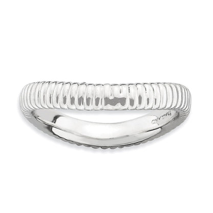 Sterlingsilber Stapelbar Expressions Poliert Rhodium Platte Welle Ring