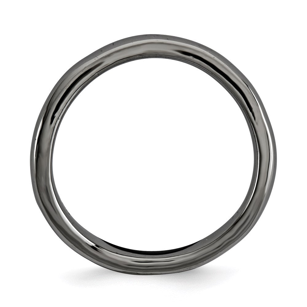 Sterlingsilber Stapelbar Expressions Poliert Schwarz Platte Welle Ring