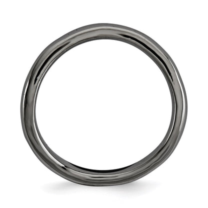 Sterlingsilber Stapelbar Expressions Poliert Schwarz Platte Welle Ring