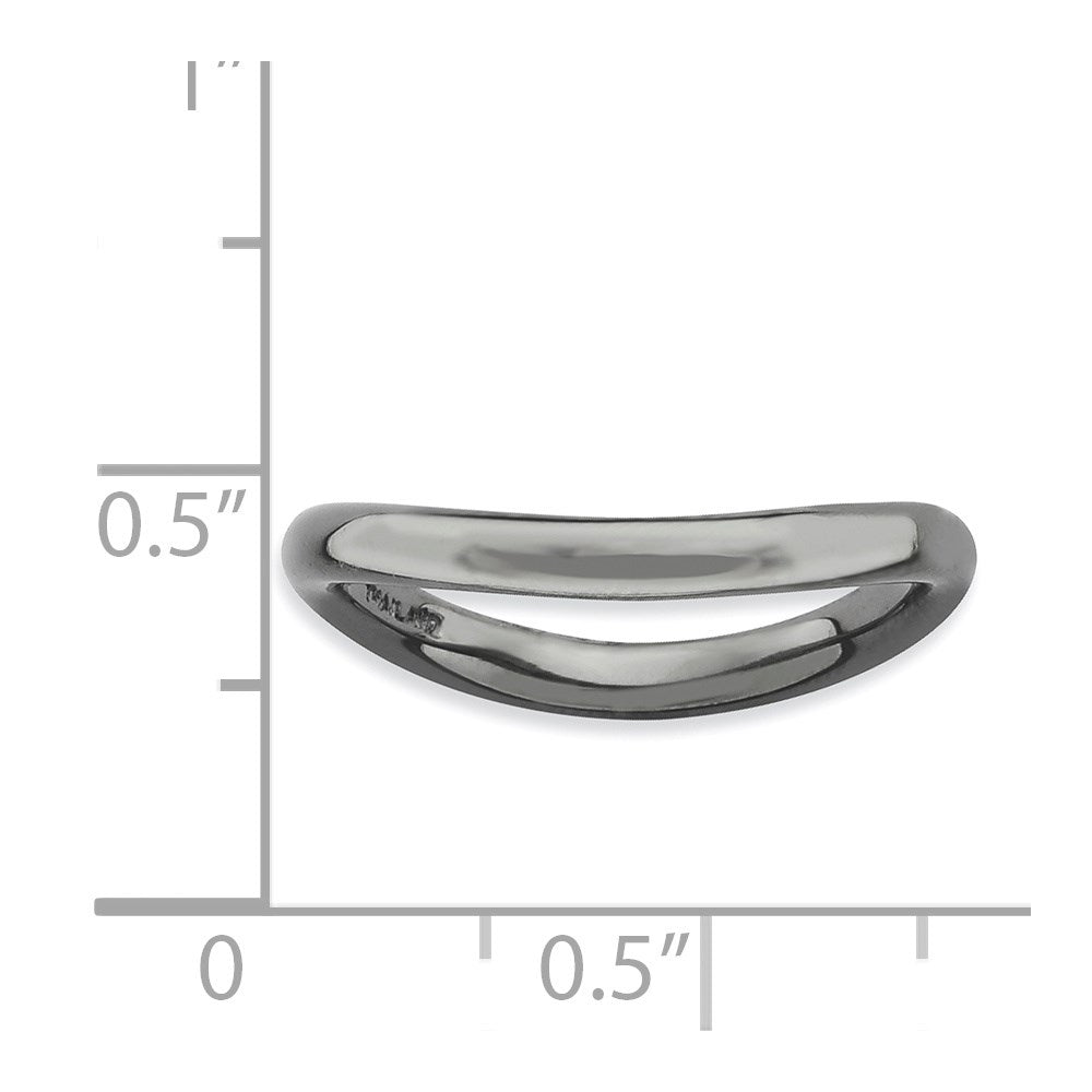 Sterlingsilber Stapelbar Expressions Poliert Schwarz Platte Welle Ring