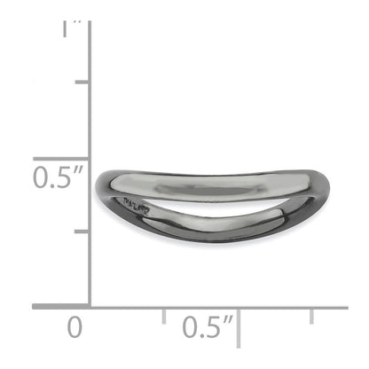 Sterlingsilber Stapelbar Expressions Poliert Schwarz Platte Welle Ring