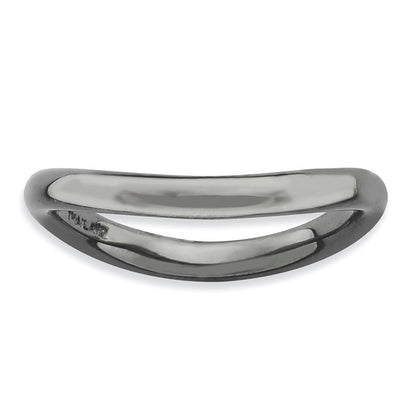 Sterlingsilber Stapelbar Expressions Poliert Schwarz Platte Welle Ring