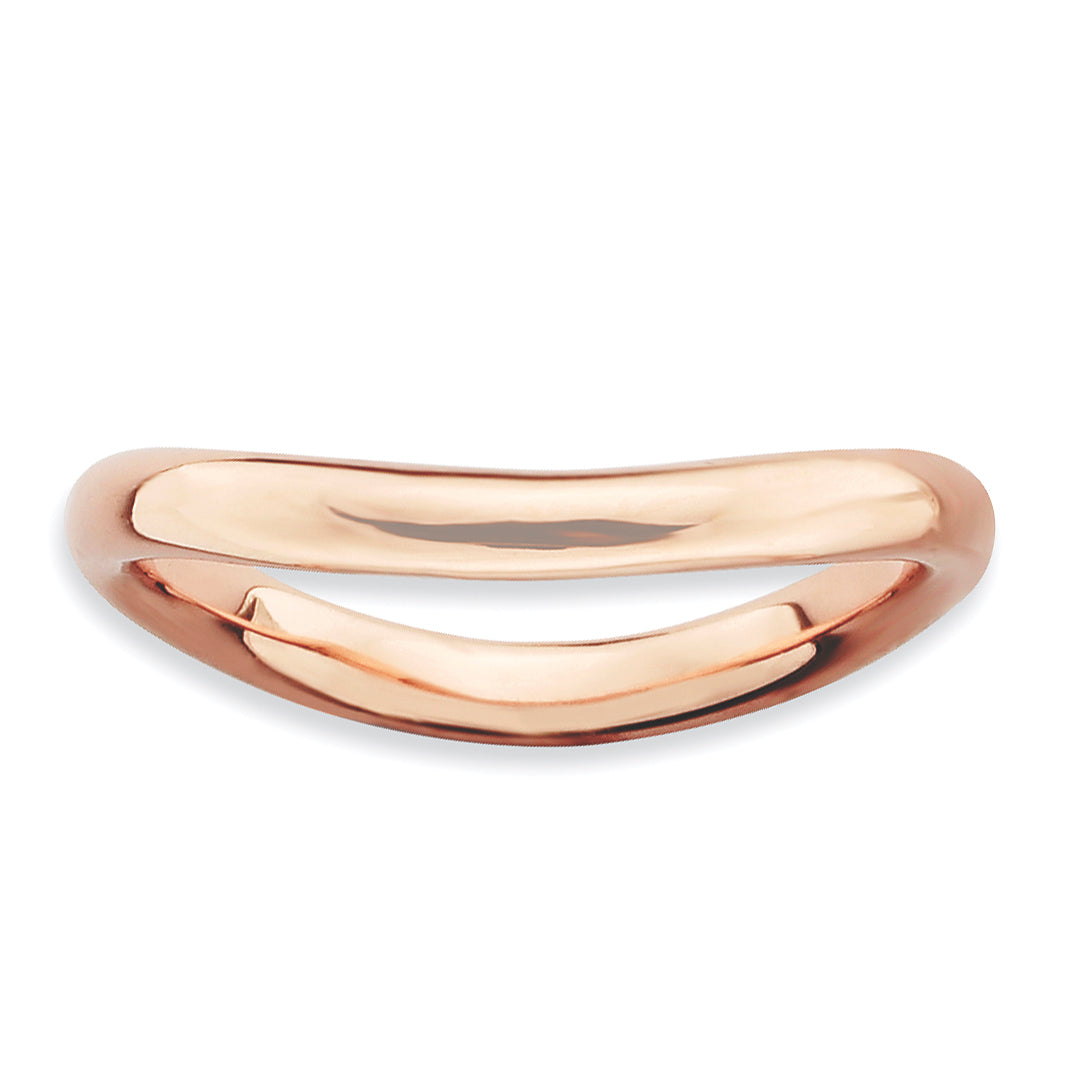 Sterlingsilber Stapelbar Expressions Poliert Rosa Platte Welle Ring