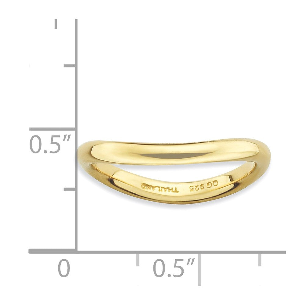 Sterlingsilber Stapelbar Expressions Poliert Gold Platte Welle Ring