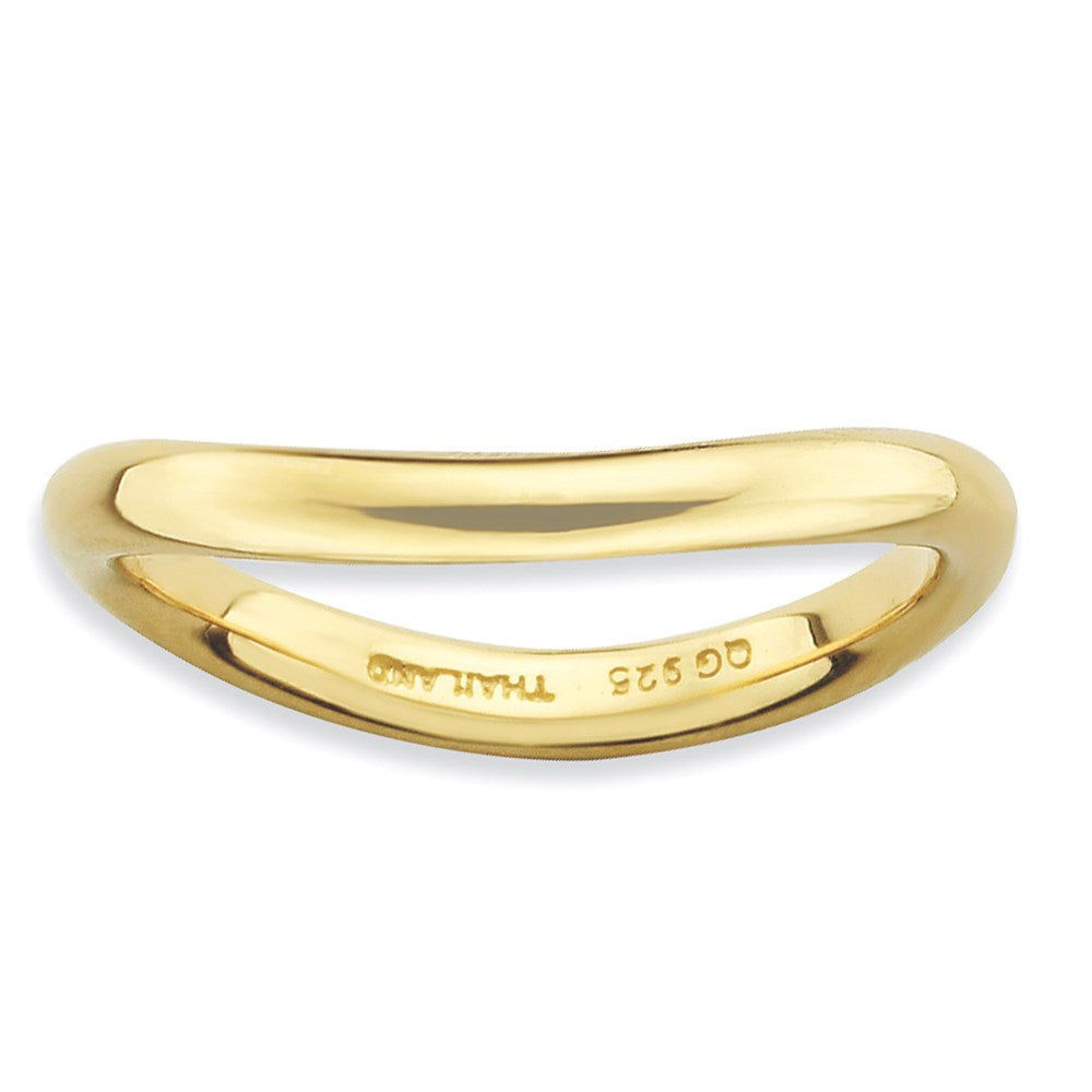 Sterlingsilber Stapelbar Expressions Poliert Gold Platte Welle Ring