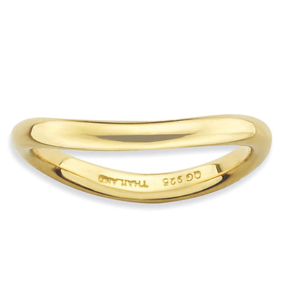 Sterlingsilber Stapelbar Expressions Poliert Gold Platte Welle Ring