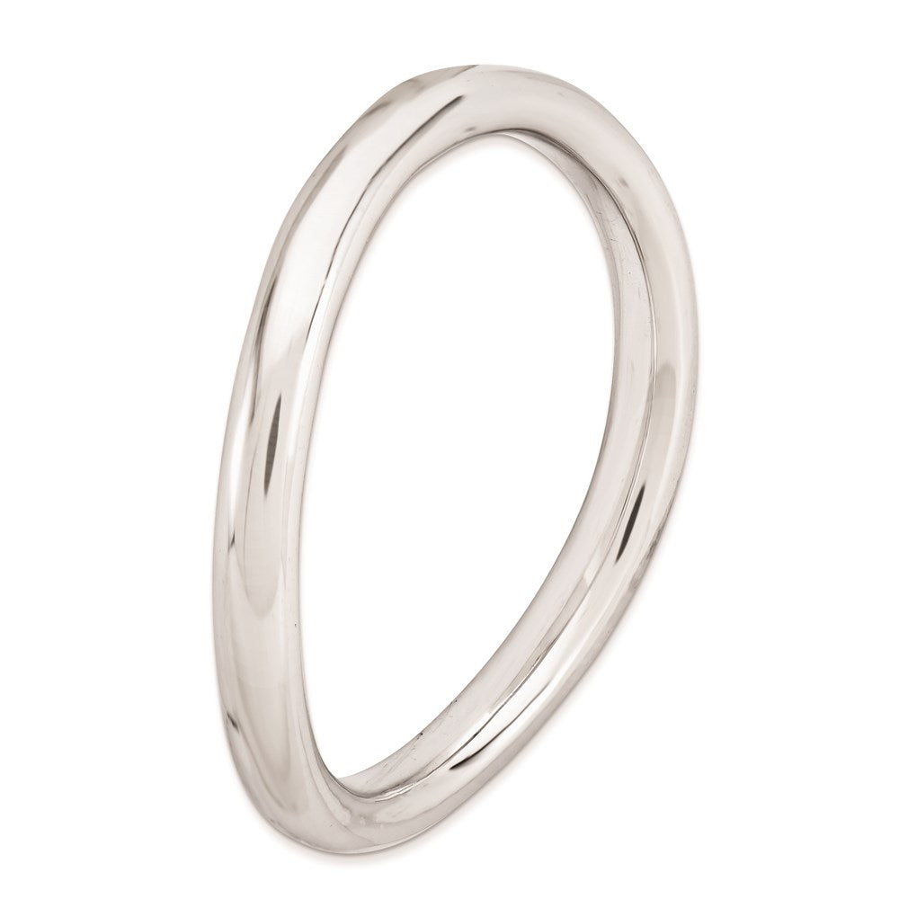 Sterlingsilber Stapelbar Expressions Poliert Rhodium Platte Welle Ring (size 7 Nur)