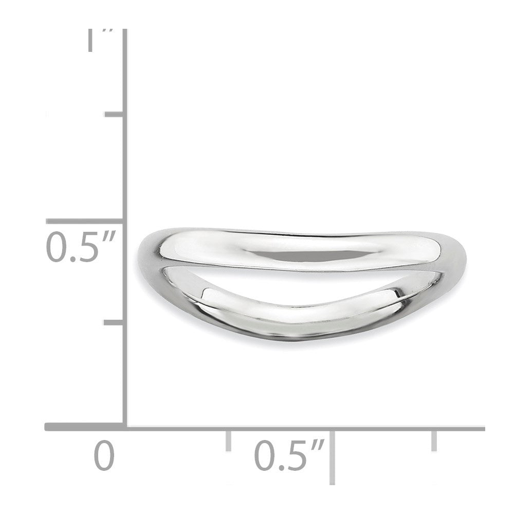 Sterlingsilber Stapelbar Expressions Poliert Rhodium Platte Welle Ring (size 7 Nur)