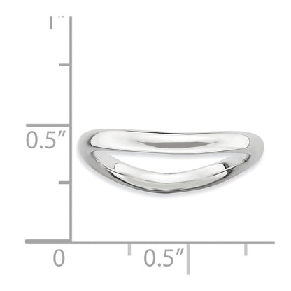 Sterlingsilber Stapelbar Expressions Poliert Rhodium Platte Welle Ring (size 7 Nur)